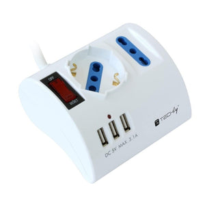 Techly Multipresa da Tavolo 3 Posti con Porte USB