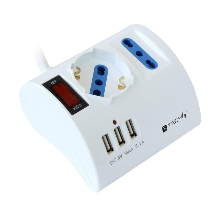Techly Multipresa da Tavolo 3 Posti con Porte USB