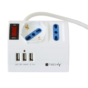 Techly Multipresa da Tavolo 3 Posti con Porte USB