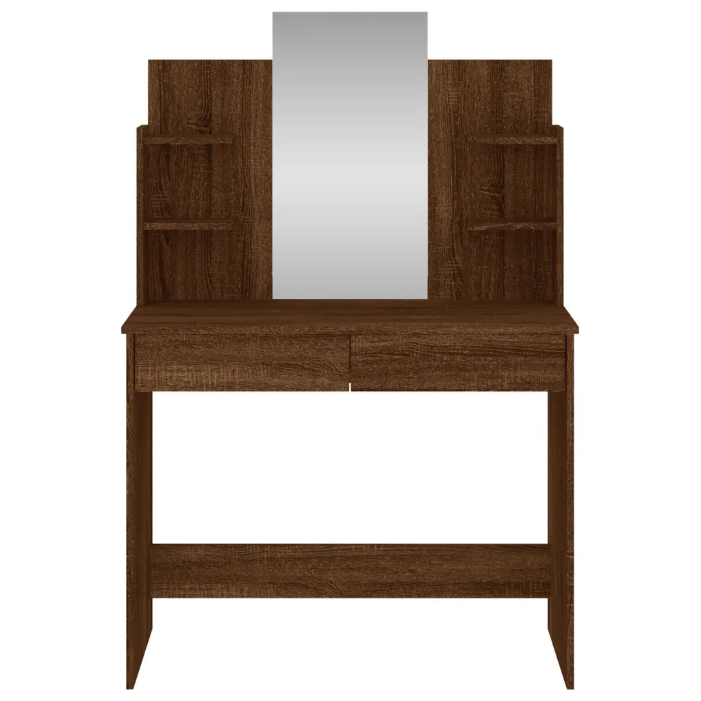 Toeletta con Specchio Rovere Marrone 96x39x142 cm