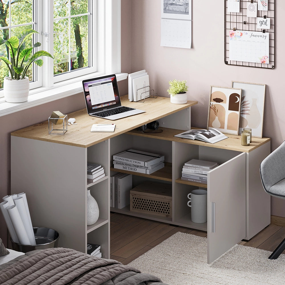 Vicco Scrivania angolare Cachemire 135 x 110 cm con ripiani