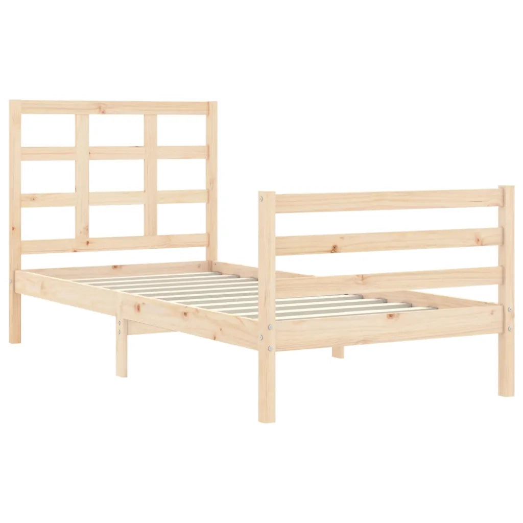 Giroletto con Testiera Single-Struttura Letto in Legno Massello 148955