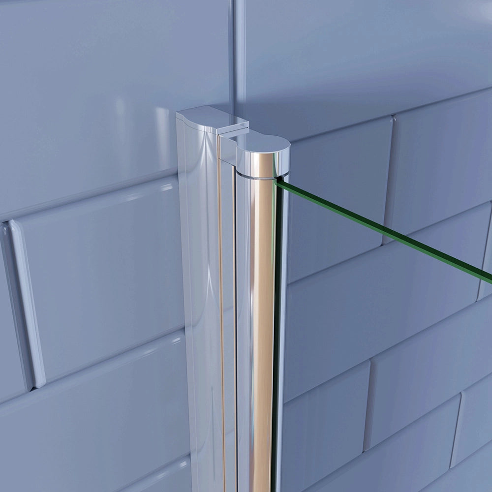 187cm Box Doccia Angolare Porta Battente e Lato Fisso 80x90cm Vetro Trasparente 6mm Anticalcare Barra 140cm Cromato