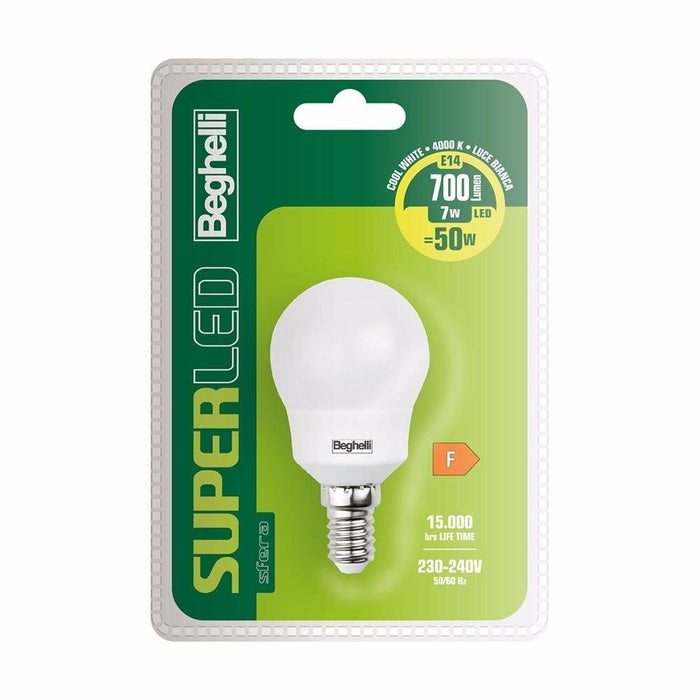 Beghelli SuperLED Lampadina a risparmio energetico Bianco neutro 4000 K 7 W E14 F
