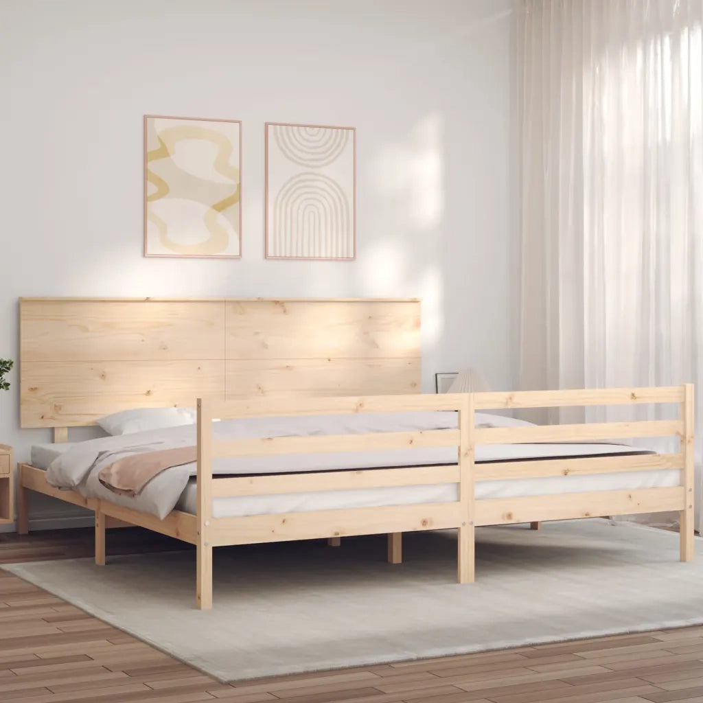 Giroletto con Testiera-Struttura Letto con testiera 200x200 cm in Legno Massello 483956