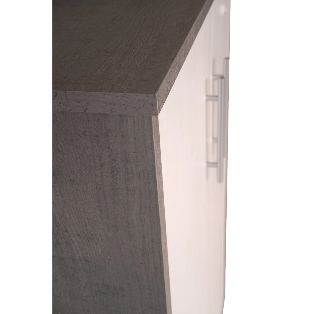 Armadio multiuso Angie, Mobile ausiliario con ripiani, Armadio lineare, Guardaroba Portascarpe, portaoggetti, Bianco e Cemento, cm 79x34h118