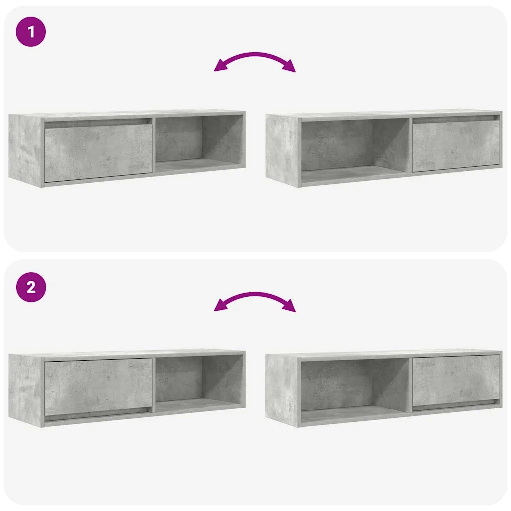 Mobili TV 2 pz Grigio Cemento 100x31x25,5 cm Legno Multistrato 861479