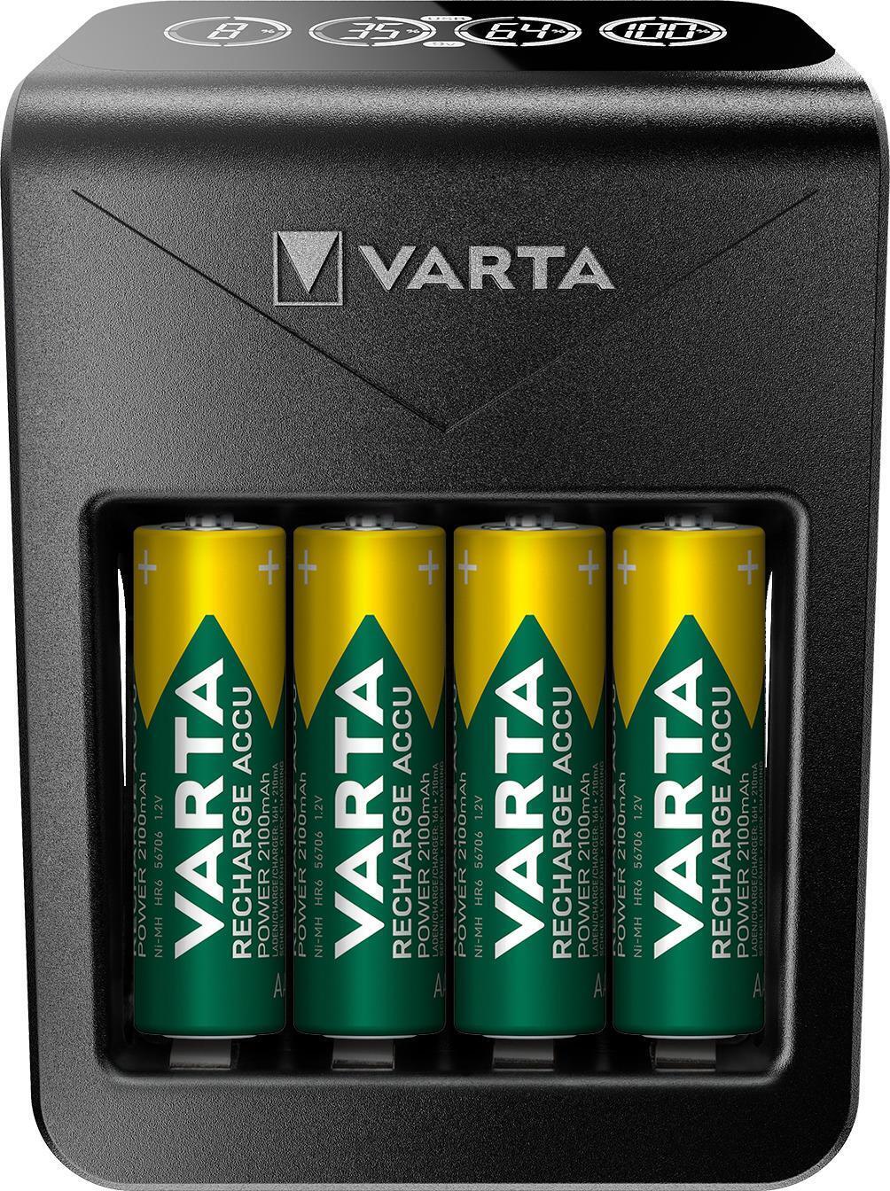 Varta LCD Plug charger+ AA & AAA ((Batterie ricaricabili NiMH incl. 4x AA 2100 mAh accu), nero
