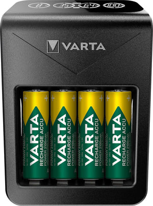 Varta LCD Plug charger+ AA & AAA ((Batterie ricaricabili NiMH incl. 4x AA 2100 mAh accu), nero