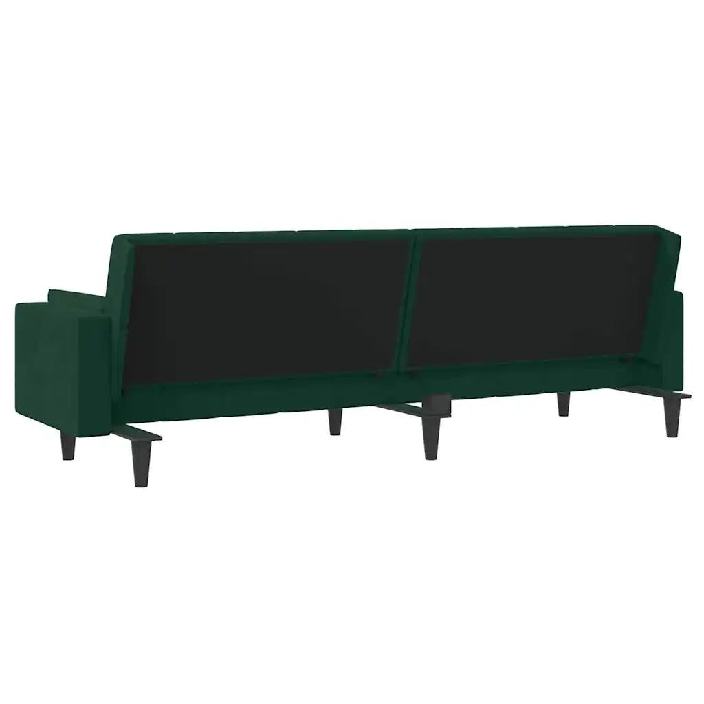 Divano letto | Sof¨¤ letto | Letto singolo a 2 Posti con 2 Cuscini Verde Scuro in Velluto