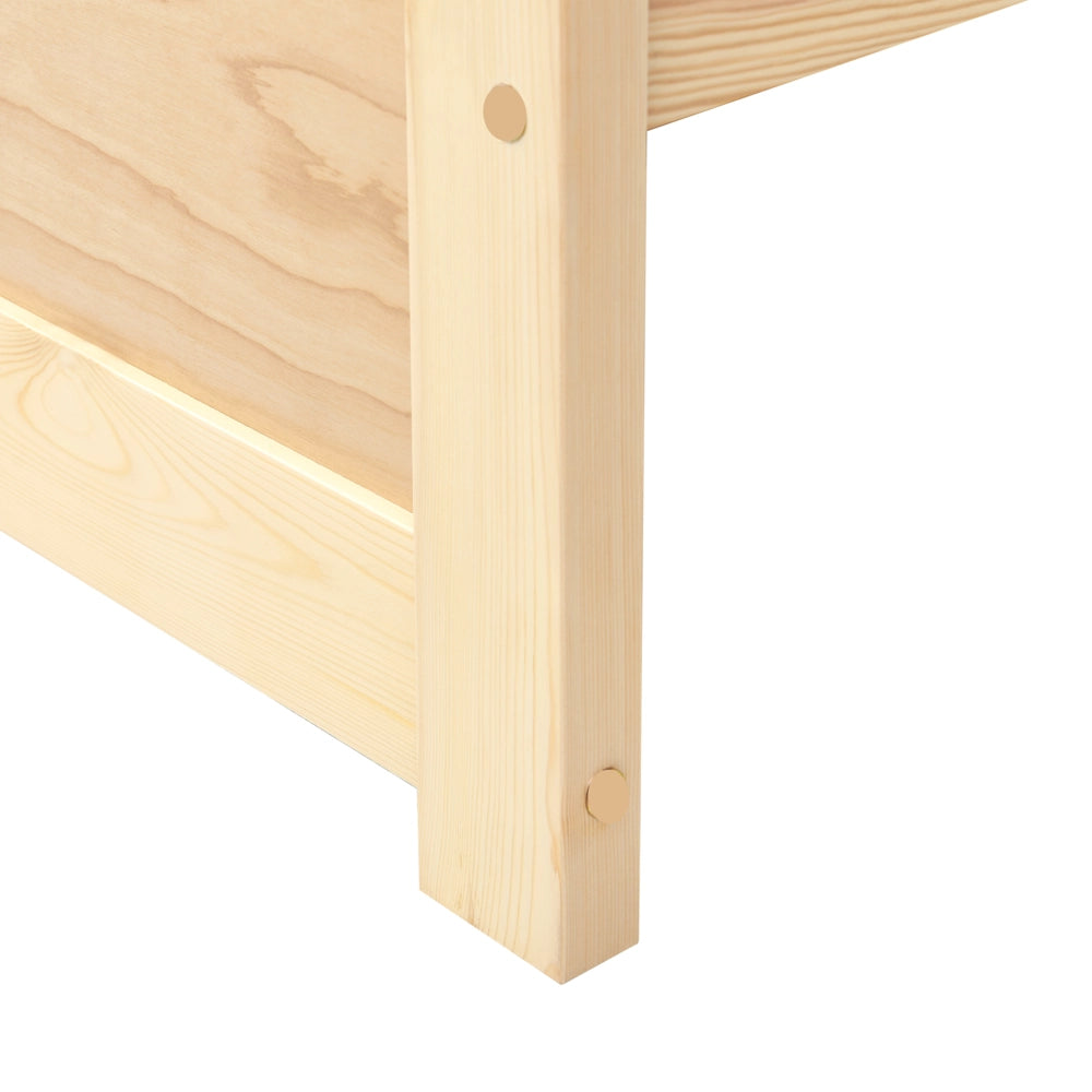 Letto matrimoniale in legno di Pino chiaro con Rete a Doghe 180 x 200 cm stile minimalista