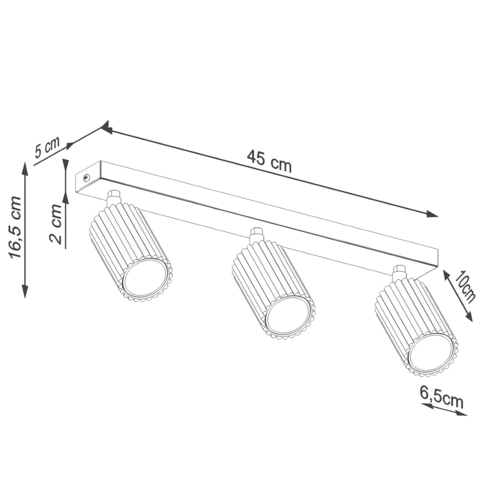 Plafoniera moderna bianca barra 45 cm 3 spot GU10 Pure