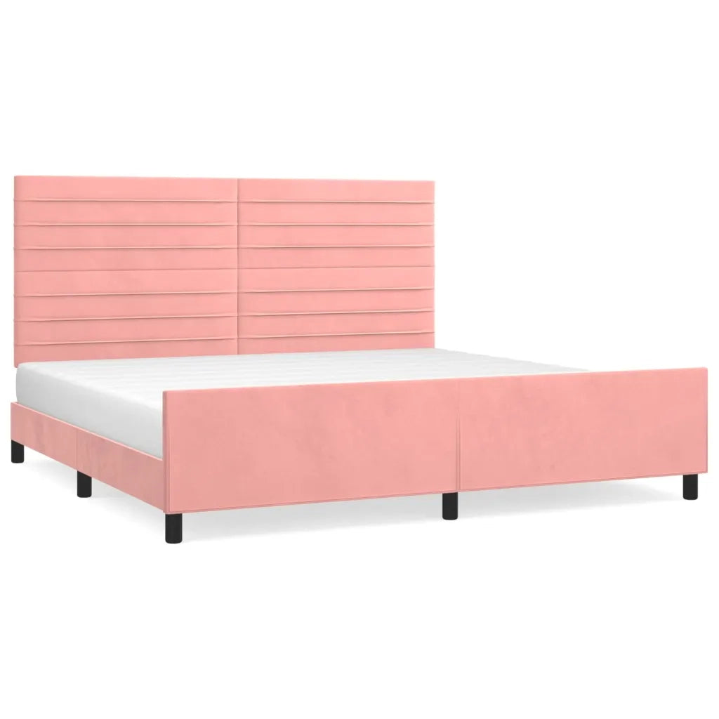Giroletto con Testiera-Struttura Letto con testiera Rosa 200x200 cm in Velluto 156013