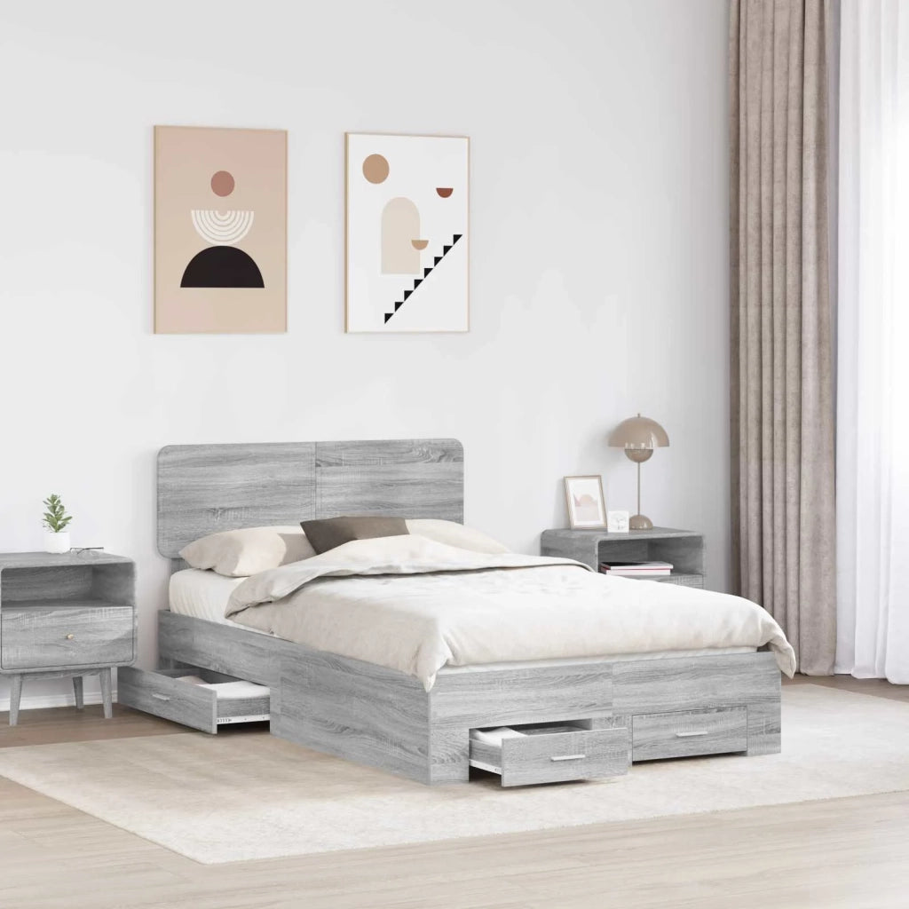 Struttura del letto con testiera Grigio Sonoma 135 x 190 cm 3412387