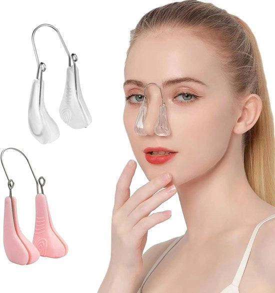 Due pezzi di clip nasale - clip nasale in silicone sicuro per donne con naso largo (trasparente rosa)