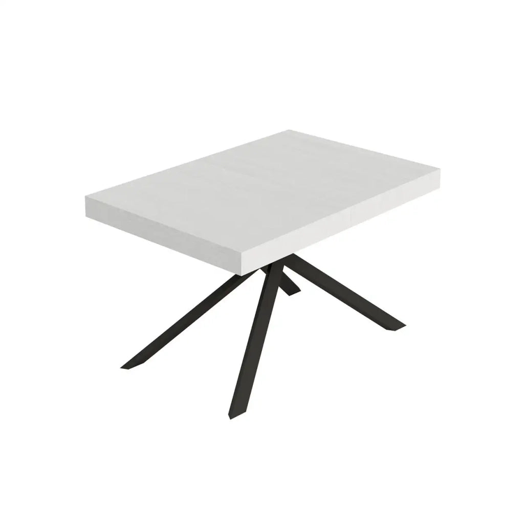 Tavolo allungabile 120/204x80 cm Niket colore bianco frassino gambe antracite