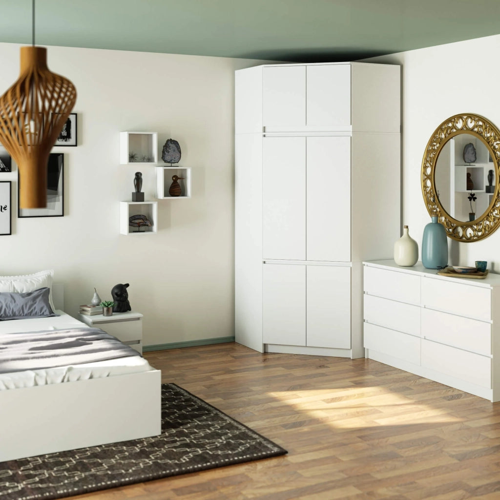 Armadio ad angolo AKORD S100 Bianca 100 cm 4 ante 100x50x180 cm