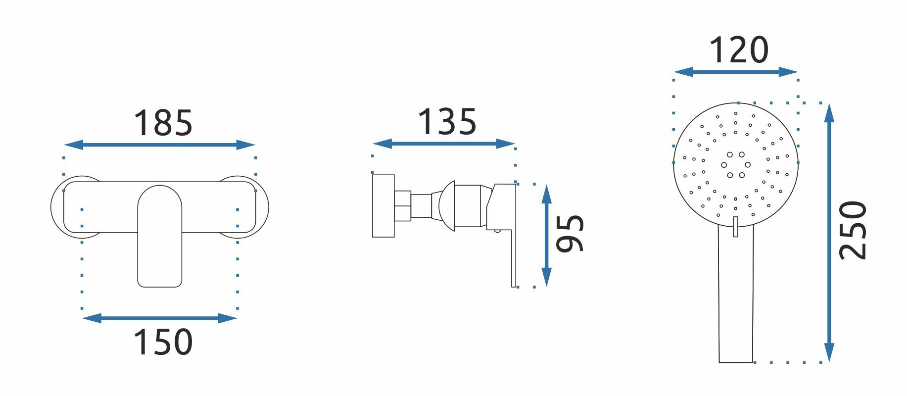 Rubinetto Doccia Rea Bloom Bianco Cromo