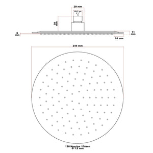 Soffione doccia tondo anticalcare da cm 25, doccia a pioggia