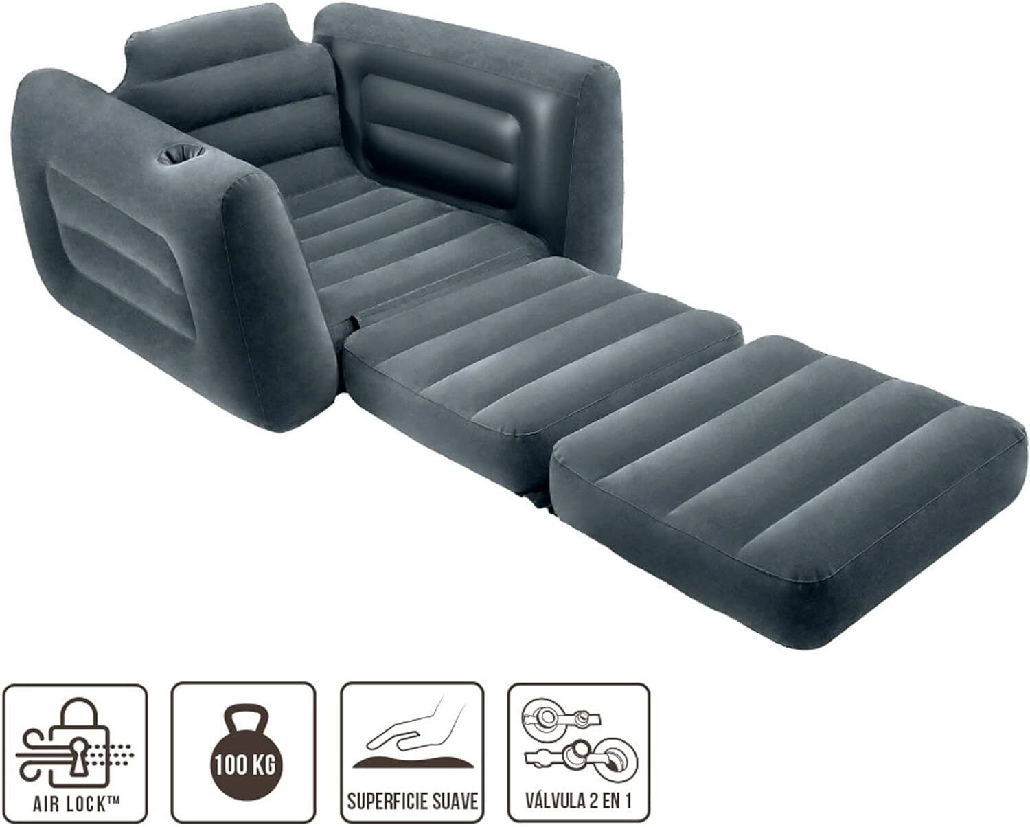 Intex Poltrona Letto Divano Gonfiabile Velluto Componibile 117x224x66 Cm