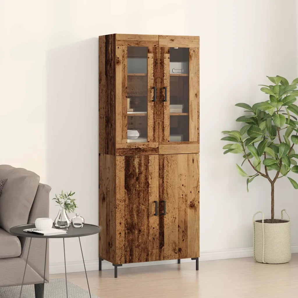 Credenza 2 pz-Set di 2 Buffet-Armadio da cucina Legno vecchio 69,5 x 34 x 180 cm 485182