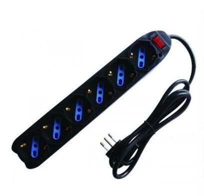 Vigor-Blinky Multipresa 6 Prese con Interruttore Schuko Bipasso  90‹ Nero 16A