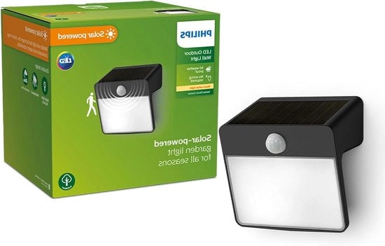 Lampada esterna alimentata da pannelli solari 2,2W 2700K nera con sensore di movimento IP44 resistente all'usura