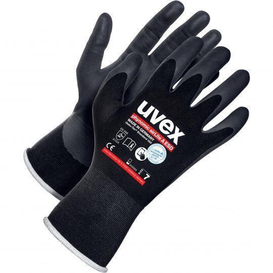Uvex 60038 Guanti da officina Nero Carbonio, Elastan, Poliammide 1 pz