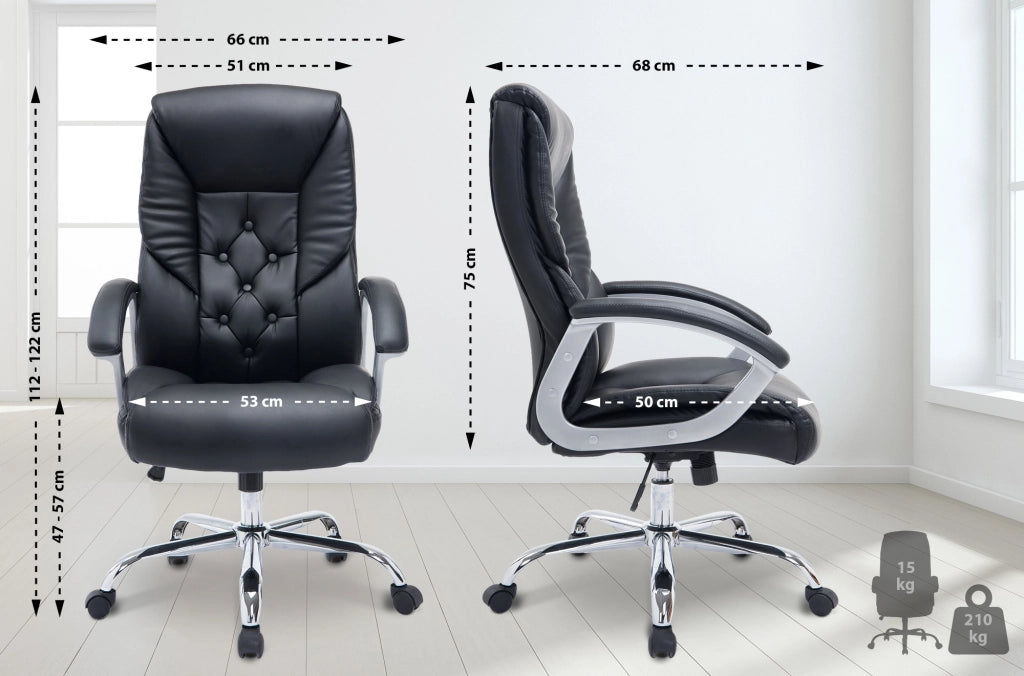 Sedia da ufficio XXL Rodeo in similpelle nero