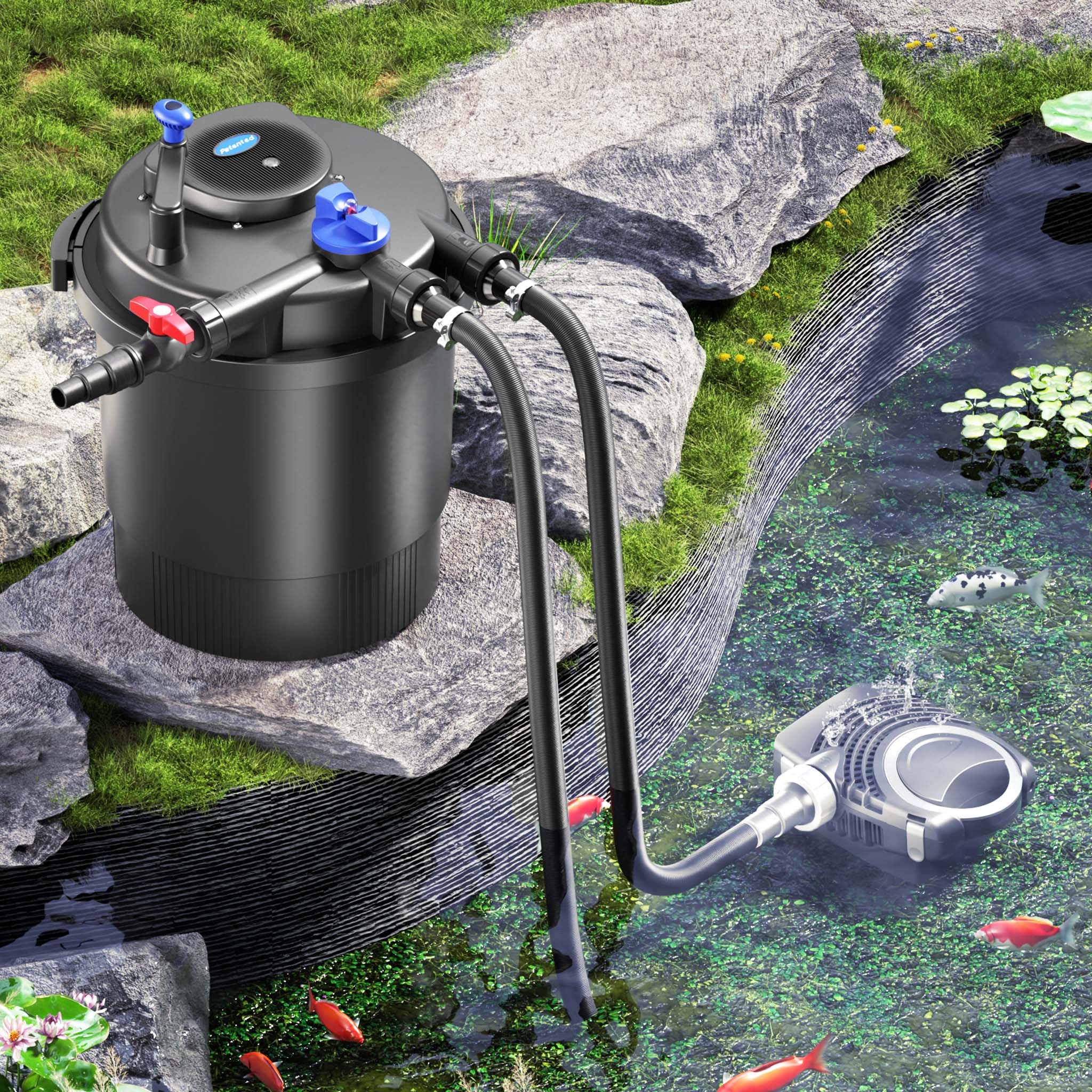 CPF-20000 SET 40000l 36W UVC NEO6000 Pompe Tubo Set per Laghetti