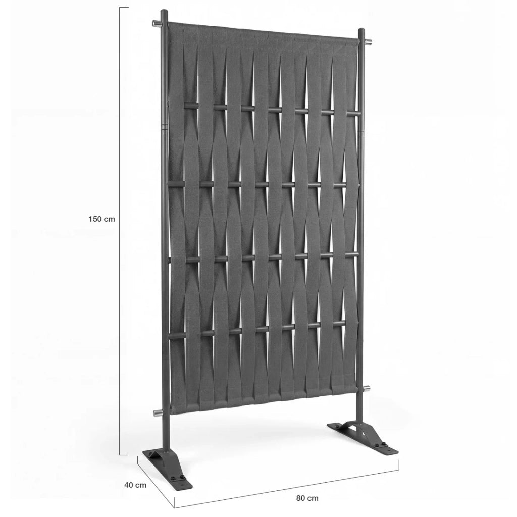 IDMarket - Schermo per esterni, fettuccia grigia, schermo decorativo, 80 x 150 cm, fettuccia e metallo, grigio antracite