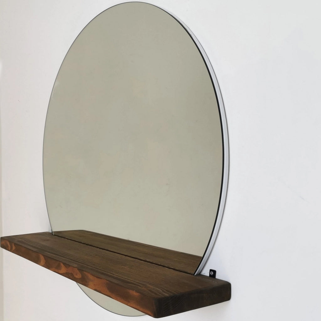 Spello, Specchio Mensola Inclusa, 70x70h cm Marrone Noce