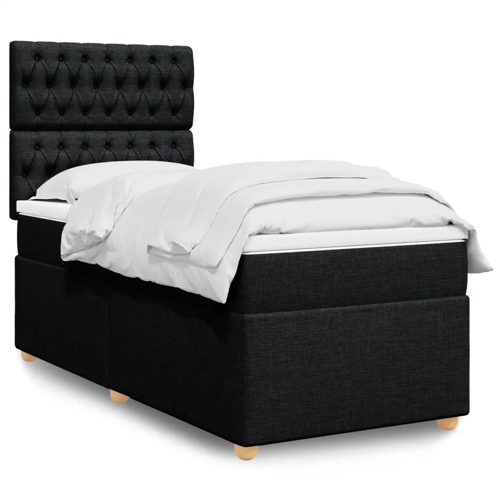 vidaXL Giroletto a Molle con Materasso Nero 100x200 cm in Tessuto