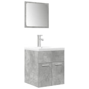 Set Mobili da Bagno | Armadio da bagno 3 pz Grigio Cemento in Legno Multistrato