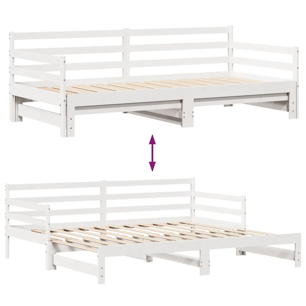 vidaXL Letto Estraibile con Cassetti senza Materasso Bianco 90x200 cm