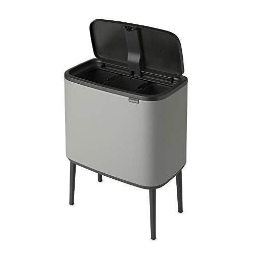 Brabantia afvalemmer Bo TouchBin Mineral Concrete Grey, 3 x 11 L
