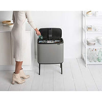 Brabantia afvalemmer Bo TouchBin Mineral Concrete Grey, 3 x 11 L