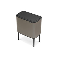 Brabantia Bo Touch Bin with Plastic Buckets, 3 x 11 L-Platinum, Steel, 3 Inner