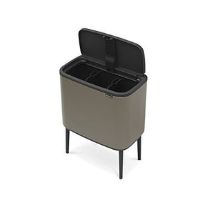 Brabantia Bo Touch Bin with Plastic Buckets, 3 x 11 L-Platinum, Steel, 3 Inner