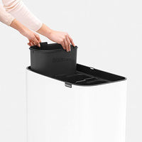 Brabantia Bo Touch Bin with Plastic Buckets, 3 x 11 L-Platinum, Steel, 3 Inner