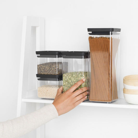 Brabantia Tasty+ recipiente Quadrato Plastica Nero, Trasparente