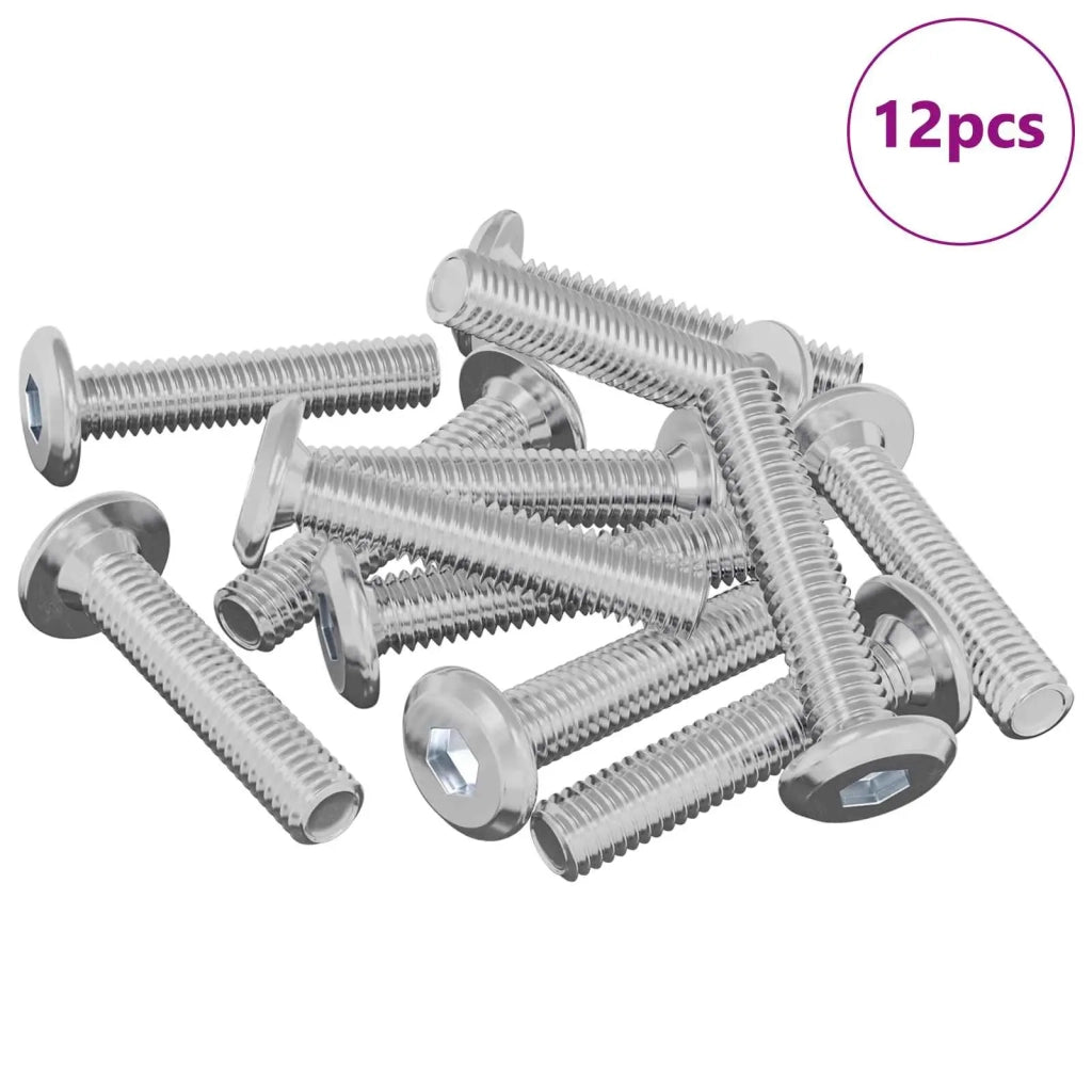 Vite di Blocco Tinta unita 12 pcs Argento M6 x 30 mm Acciaio 864569