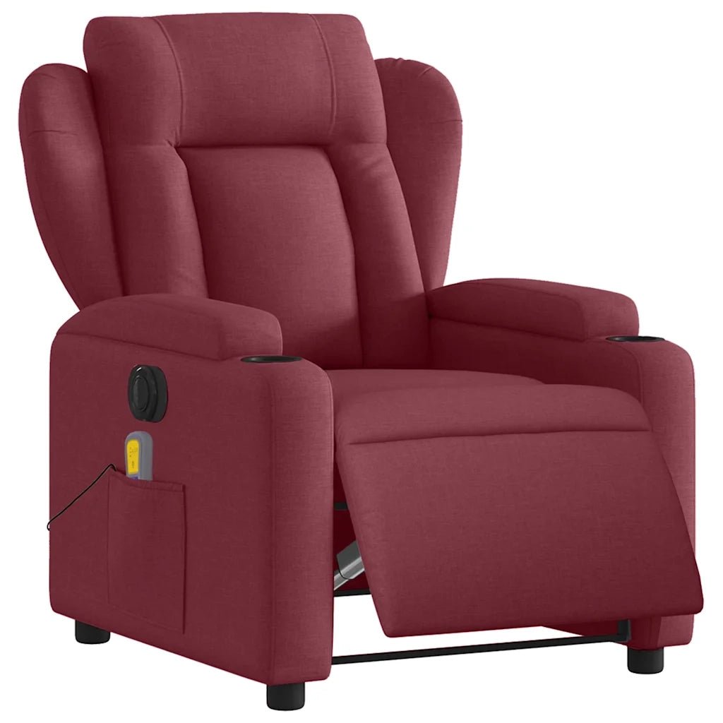 Divano Sedia-Poltrona Massaggiante Reclinabile Elettrica Rosso Vino Tessuto 407511