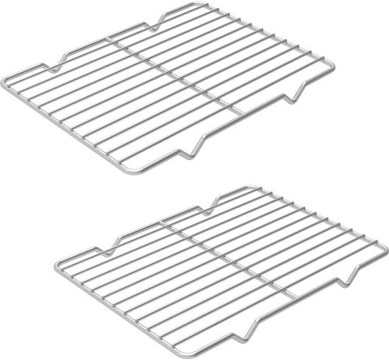 Set di 2 griglie metalliche per raffreddare, griglia rettangolare in acciaio inossidabile per cottura, 7,8 x 10,2 pollici, griglia per stufato in forno, griglia da cucina (argento)
