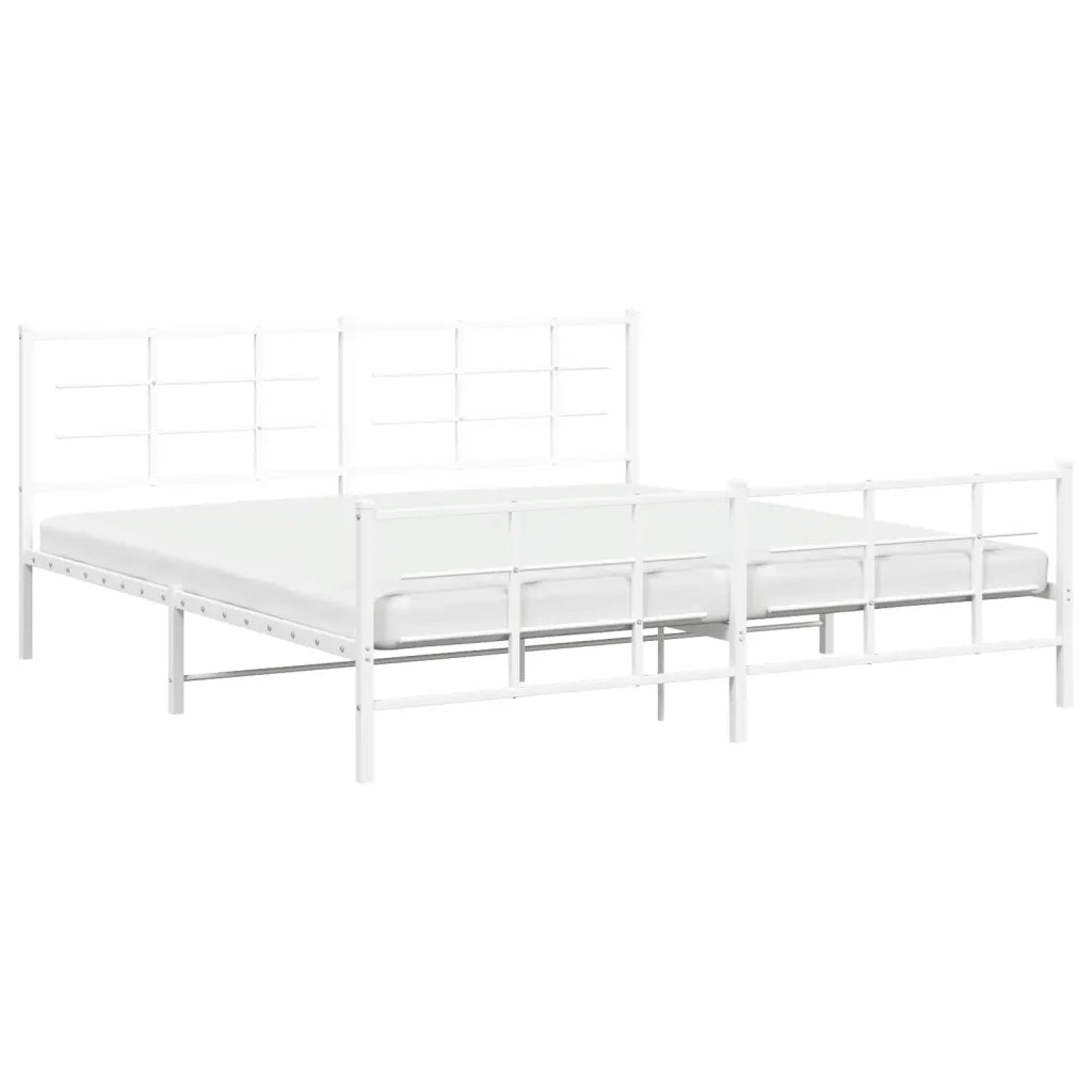 Giroletto con Testiera e Pediera Metallo Bianco 193x203 cm 355634