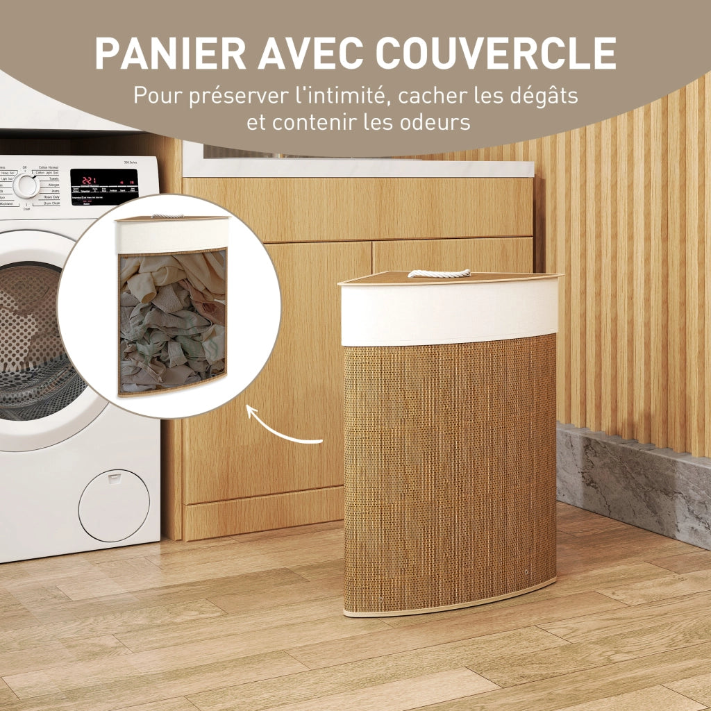 Cestino per Biancheria in Bamb¨´ con Coperchio ¨C Zephmum ¨C Marrone 35x35x60