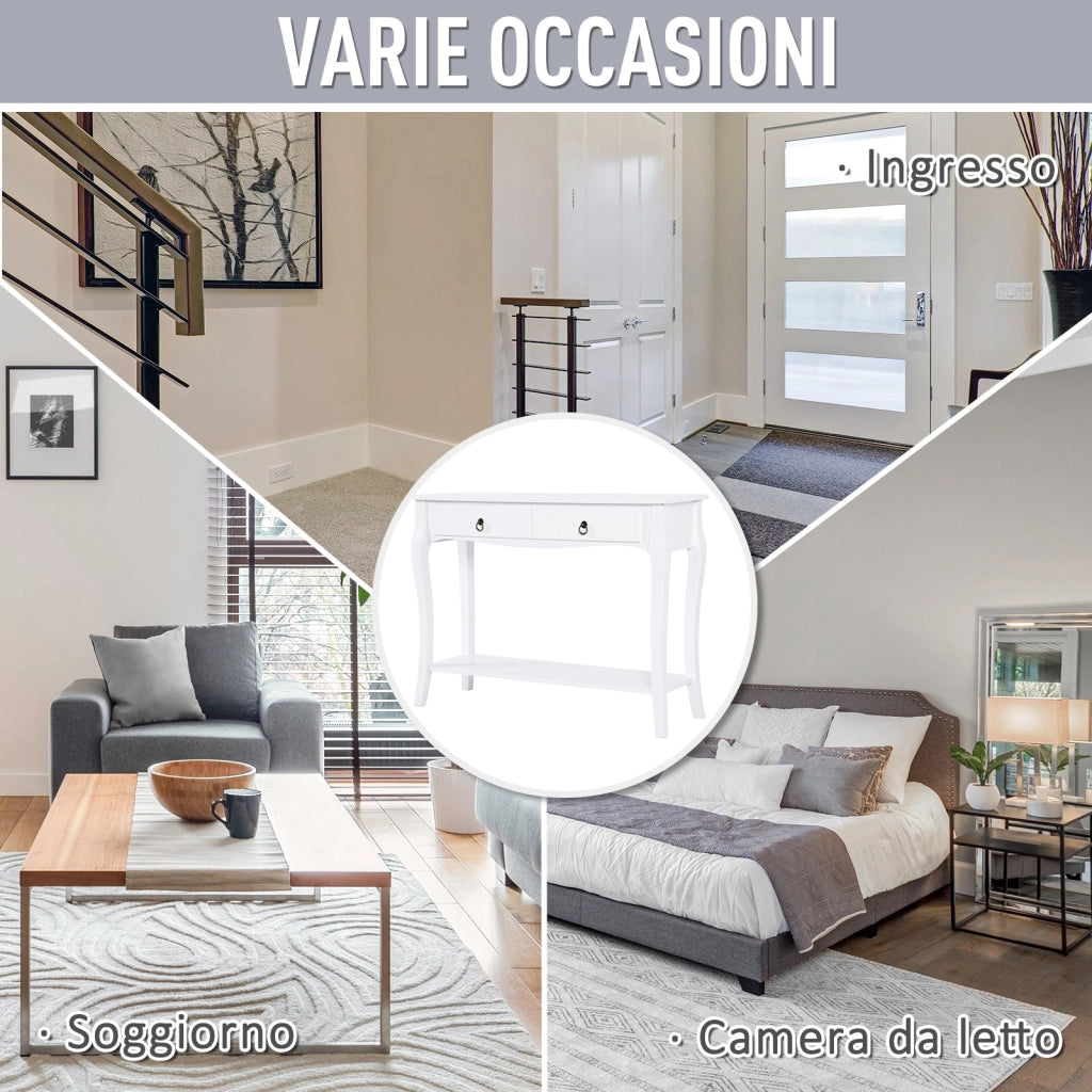 Tavolo Consolle per Ingresso Bianco Opaco 100x33x76 cm