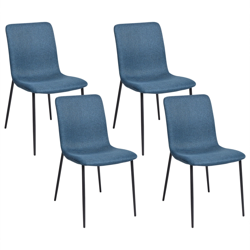 Set di 4 sedie da pranzo in tessuto poliestere Blu Scuro Sala da pranzo Gambe in ferro Elegante