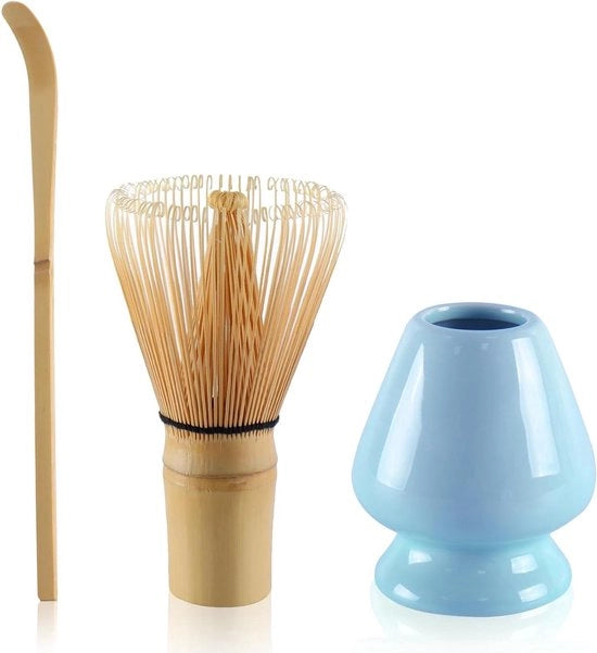 Set di Matcha - Penna e Cucchiaio - 4 pezzi - Blu - Legno