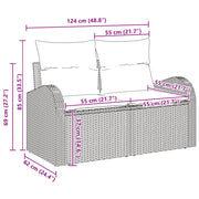 Set di divani da giardino a 3 pezzi con cuscini grigi in polyrattan